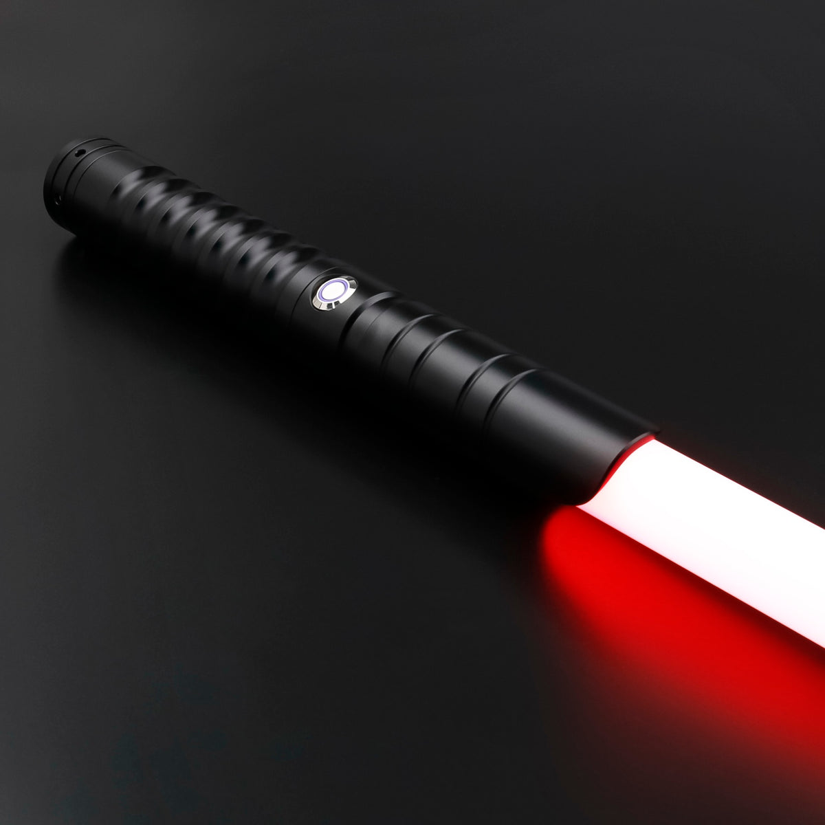 Black Starter Saber — illuminated blade, alternate view