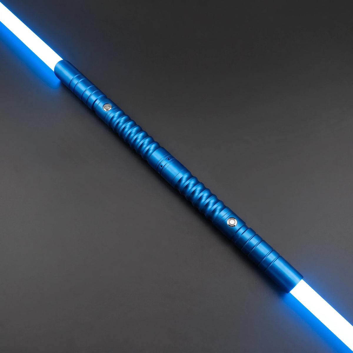 Blue Starter Saberstaff — connected, blade toward upper left