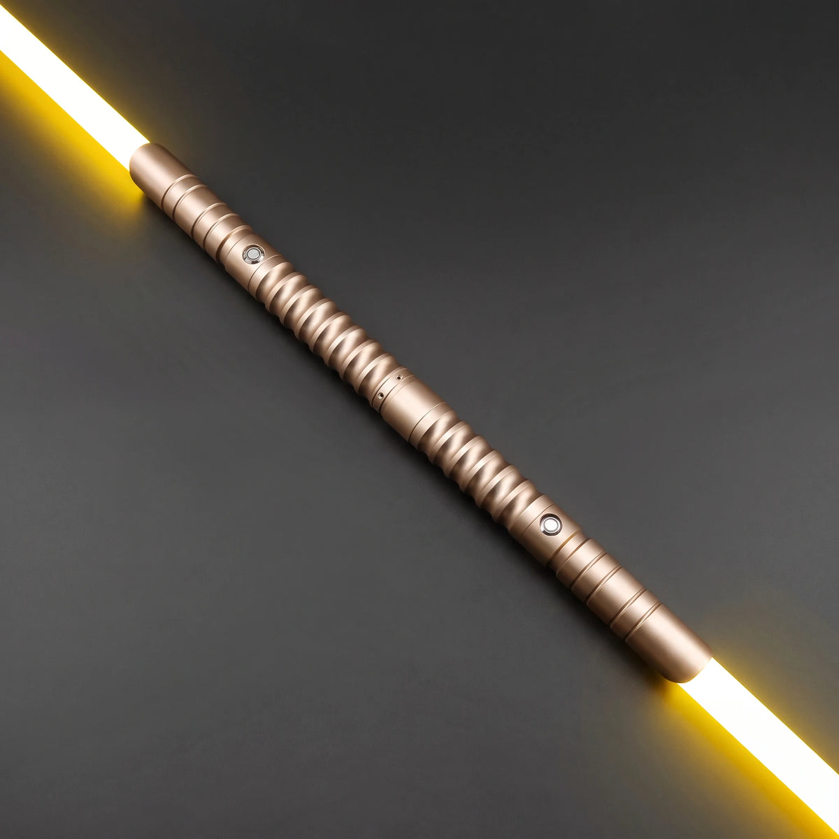 Gold Starter Saberstaff — connected, blade toward upper left