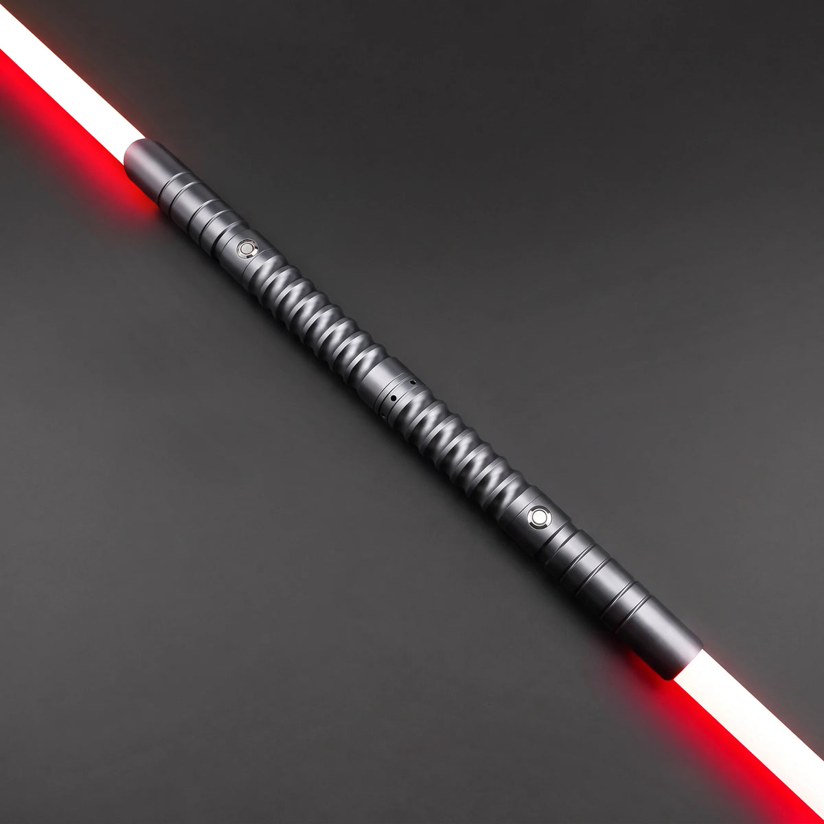 Grey Starter Saberstaff — connected, blade toward upper left
