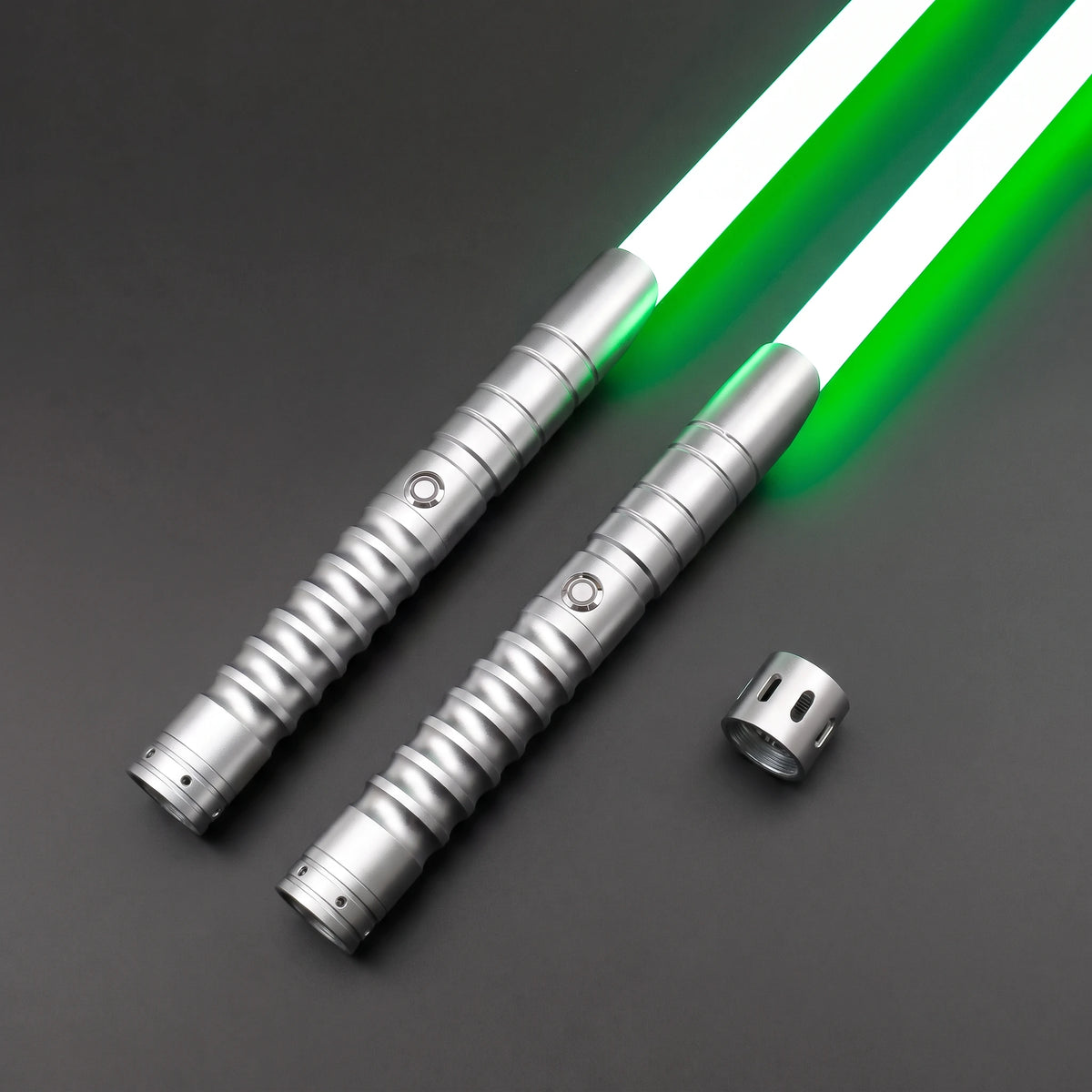 Silver Starter Saberstaff — two individual sabers and connector