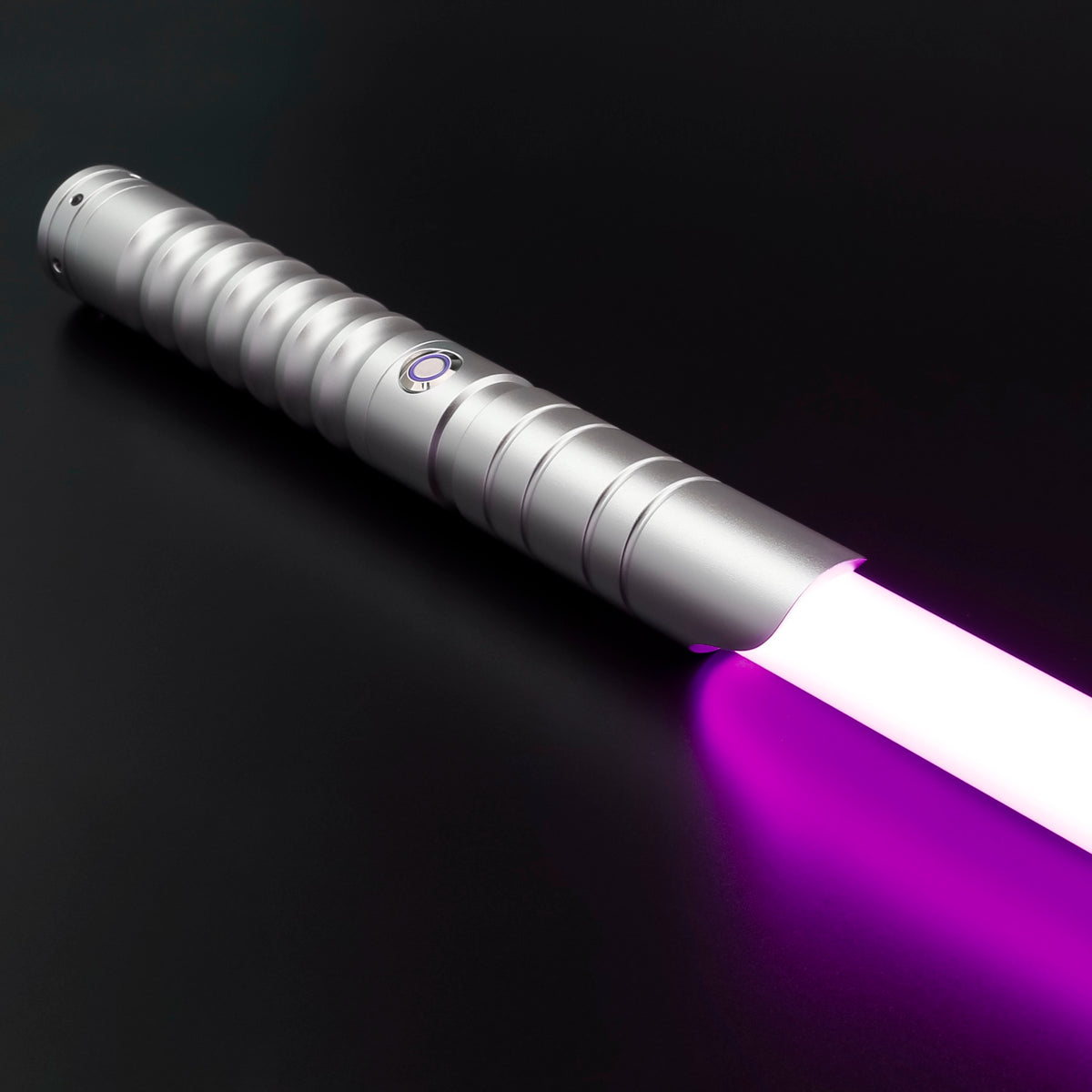 Silver Starter Saber — illuminated blade, alternate view